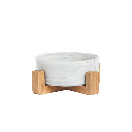 Grey Marble Bowl w/ Wooden Stand